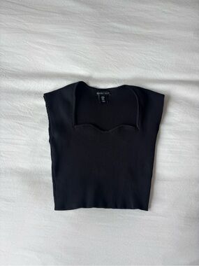 Sincerely Jules Black Ribbed Cap Sleeve Top